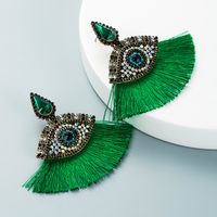 Retro Glass Diamonds Devil's Eyes Fan-shaped Tassel Earrings Wholesale Nihaojewelry main image 4