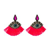Retro Glass Diamonds Devil's Eyes Fan-shaped Tassel Earrings Wholesale Nihaojewelry main image 3