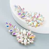 Fashion Color Rhinestone Long Geometric Flower Earrings Wholesale Nihaojewelry main image 4