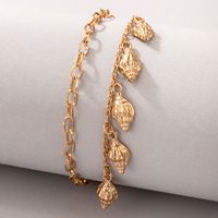 Golden Tassel Shell Conch Golden Anklet 2-piece Set Wholesale Nihaojewelry sku image 1
