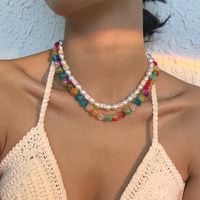 Retro Imitation Pearl Color Resin Beads Multi-layer Necklace Wholesale Nihaojewelry main image 3