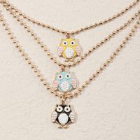 Wholesale Jewelry Cute Color Dripping Oil Owl Pendant Necklace Nihaojewelry main image 1