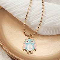 Wholesale Jewelry Cute Color Dripping Oil Owl Pendant Necklace Nihaojewelry main image 4