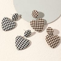 Fashion Fabric Houndstooth Heart-shape Earrings Wholesale Nihaojewelry main image 2