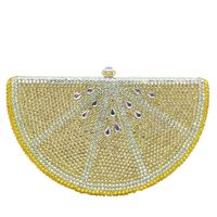 Fashion Lemon Flat Bottom Diamond Clutch Bag sku image 4
