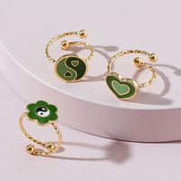 Fashion Contrast Color Oil Dripping Tai Chi Heart Ring Set Wholesale Nihaojewelry main image 1