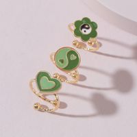 Fashion Contrast Color Oil Dripping Tai Chi Heart Ring Set Wholesale Nihaojewelry main image 3