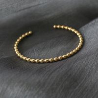 Simple Round Beads Small Golden Beads Open-end Bangle Bracelet Titanium Steel Plated 18k Gold Color-preserving Hand Washing Removal-free sku image 4