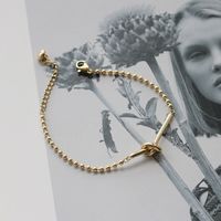 Retro Rope Knot Round Bead Splicing Titanium Steel Plated 14k Gold Bracelet Wholesale Nihaojewelry sku image 1