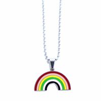 Ins Simple Japanese And Korean Harajuku Personality Net Red Earth Cool Rainbow Necklace Trendy Hip Hop Hiphop Pendant Titanium Steel Pendant sku image 1