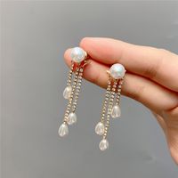 D154 Irregular Three Pearl Tassel Earrings Water Drop Beads Exquisite Detachable Ear Rings Dual-use Eardrops Sweet sku image 1