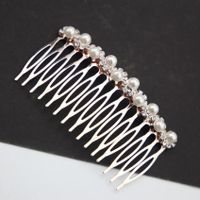 Fashion Diamond-studded Pearl Bow Hair Comb Wholesale Nihaojewelry sku image 1
