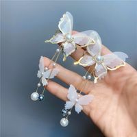 Fashion White Lace Yarn Butterfly Long Earrings Wholesale Nihaojewelry sku image 1