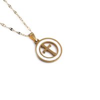 Wholesale Jewelry Heart-shaped Shell Cross Pendant Stainless Steel Necklace Nihaojewelry sku image 1