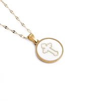 Wholesale Jewelry Heart-shaped Shell Cross Pendant Stainless Steel Necklace Nihaojewelry sku image 2