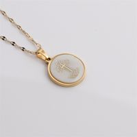 Wholesale Jewelry Heart-shaped Shell Cross Pendant Stainless Steel Necklace Nihaojewelry sku image 4