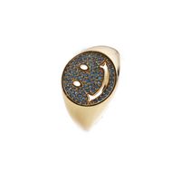 Punk Copper Round Smiley Face Inlaid Zircon Opening Adjustable Ring Wholesale Nihaojewelry sku image 3