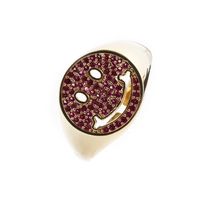 Punk Copper Round Smiley Face Inlaid Zircon Opening Adjustable Ring Wholesale Nihaojewelry sku image 4