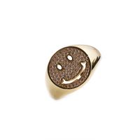Punk Copper Round Smiley Face Inlaid Zircon Opening Adjustable Ring Wholesale Nihaojewelry sku image 5