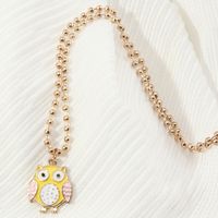 Wholesale Jewelry Cute Color Dripping Oil Owl Pendant Necklace Nihaojewelry sku image 2