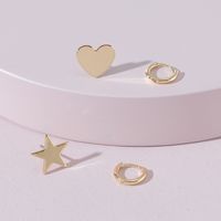 Simple Heart Star Circle Stud Earring Set Wholesale Nihaojewelry sku image 1