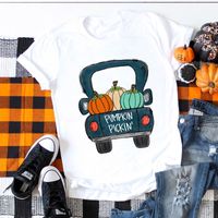 Women's T-shirt Short Sleeve T-shirts Printing Fashion Pumpkin Car main image 5