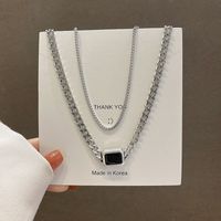 Simple Retro Double Layered Geometric Titanium Steel Necklace Wholesale Nihaojewelry main image 5