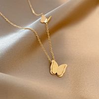 Fashion Simple Frosted Butterfly Titanium Steel Necklace Wholesale Nihaojewelry main image 1