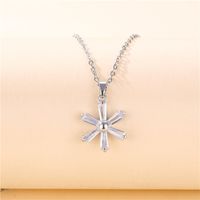 Five Petal Zircon Sun Flower Stainless Steel Chain Necklace Wholesale Jewelry Nihaojewelry main image 2