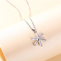 Five Petal Zircon Sun Flower Stainless Steel Chain Necklace Wholesale Jewelry Nihaojewelry main image 3