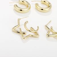 Simple Geometric Hollow Cross Bamboo C-shaped Stitching Earrings Wholesale Nihaojewelry main image 4