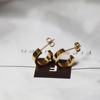 18k Simple Fashion Flat Wide Titanium Steel Earrings Wholesale Nihaojewelry main image 5