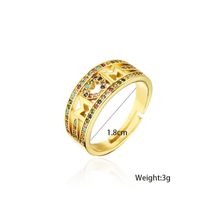 Vintage Hollow Copper Micro-inlaid Color Zirconium Opening Adjustable Ring Wholesale Nihaojewelry main image 5