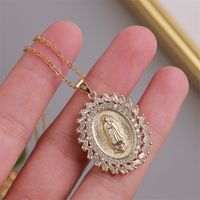 Virgin Mary Pendant Copper Inlaid Zirconium Necklace Wholesale Nihaojewelry main image 3