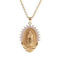 Vierge Marie Pendentif Ovale Cuivre Incrusté De Zirconium Collier En Gros Nihaojewelry main image 6