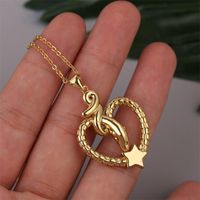 Hollow Heart-shaped Zodiac Snake Pendant Copper Necklace Wholesale Nihaojewelry main image 3