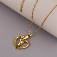 Hollow Heart-shaped Zodiac Snake Pendant Copper Necklace Wholesale Nihaojewelry main image 4