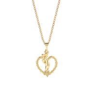 Hollow Heart-shaped Zodiac Snake Pendant Copper Necklace Wholesale Nihaojewelry main image 6
