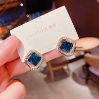 Korean Blue Crystal Double Earrings Wholesale Nihaojewelry main image 3