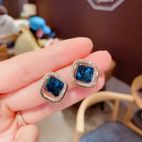 Pendientes Dobles De Cristal Azul Coreano Al Por Mayor Nihaojewelry main image 5