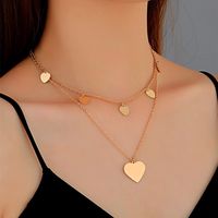 Fashion Double-layer Peach Heart Tassel Pendant Alloy Necklace Wholesale Nihaojewelry main image 1