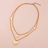 Fashion Double-layer Peach Heart Tassel Pendant Alloy Necklace Wholesale Nihaojewelry main image 6