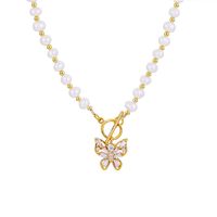New Pearl Butterfly Pendent Alloy Necklace Wholesale Nihaojewelry main image 4