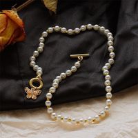 New Pearl Butterfly Pendent Alloy Necklace Wholesale Nihaojewelry main image 5