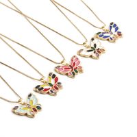 Fashion Dripping Oil Multicolor Butterfly Pendant Necklace Wholesale Jewelry Nihaojewelry main image 1