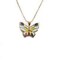 Collier Pendentif Papillon Multicolore À La Mode Dégoulinant D&#39;huile Bijoux En Gros Nihaojewelry main image 5