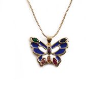 Collier Pendentif Papillon Multicolore À La Mode Dégoulinant D&#39;huile Bijoux En Gros Nihaojewelry main image 3