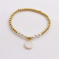 Dripping Oil Smiley Face Pendant Pearl Copper Beaded Bracelet Wholesale Nihaojewelry main image 5