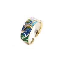 Simple Retro Color Drip Oil Daisy Wide Inlaid Zircon Copper Ring Wholesale Nihaojewelry main image 2