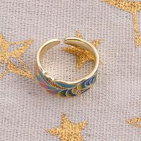 Simple Retro Color Drip Oil Daisy Wide Inlaid Zircon Copper Ring Wholesale Nihaojewelry main image 3